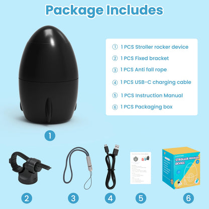 TUWEIPAIKE Portable Stroller Rocker, Baby Vibrating Soother with 5 Speed Settings and 40-Minute Timer - Fits Pushchairs & Prams and Strollers (Black)