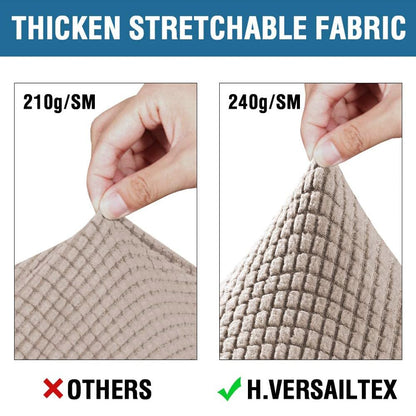 H.VERSAILTEX 4 Piece Stretch Sofa Covers for 3 Cushion Couch Covers for Living Room Slipcovers (Base Cover Plus 3 Seat Cushion Covers) Upgraded Thicker Jacquard Fabric (Sofa, Sand)