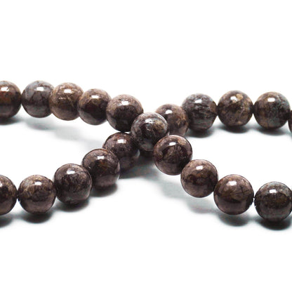 DIQIO Natural Coffee Snow Jasper Beads Round Loose Stone Beads - Gemstone Beads for Jewelry Making, 6mm Brown Crystal Beads for Bracelets(58-60pcs, 6mm, Coffee Snow Jasper)