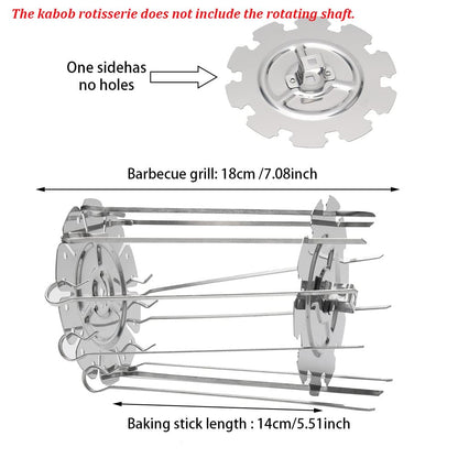 BNYTXV BBQ Steel Metal Roaster Rotisserie Skewers Needle Cage Oven Kebab Maker Grill