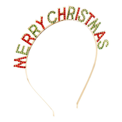 Soochat Merry Christmas Rhinestone Headbands, Xmas Crystal Hair Hoops Christmas Party Headdress Hair Accessory for Women Girls, Multicolor, 6.5Inch-6.5 Inch