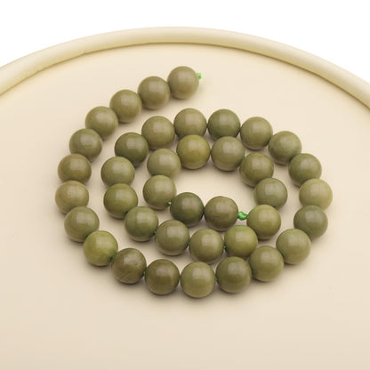 35pcs 10mm Natural Gemstone Beads for Jewelry Making Supplies,Avocado Jade Healing Crystal Polished Round Loose Stone Beads for Bracelet Necklace 15 Inch