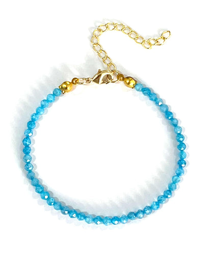 Withgenes Bohemian Bracelet for Women Boho Beaded Gemstone Bracelets Natural Stones Gold Plated Link Bracelet Valentines Mother's Day Gifts for Her, Sky Blue