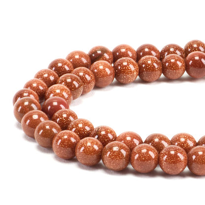 Cherry Tree Collection | 100PCS 6mm Goldstone Gemstone Round Beads for Jewelry Making | Includes Storage Box, Elastic String, and Needles