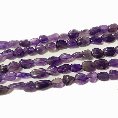 jodaying 6-8mm Natural Purple Amethyst Nuggets Oval Free Tumbled Pebble Semi Precious Gemstone Loose Stone Beads Approx 15.5 inch for DIY Jewelry Making