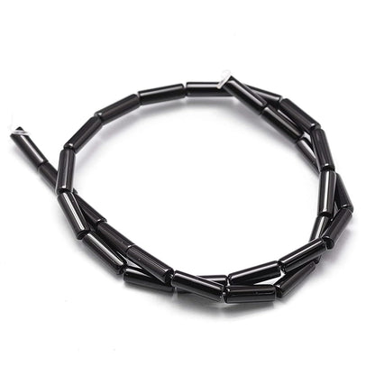 HAAMIIQII Natural Black Onyx Tube Beads 13x4mm Column Stone Cylinder Gemstone Loose Beads for Jewelry Making Strand 15 Inch (28-29pcs)