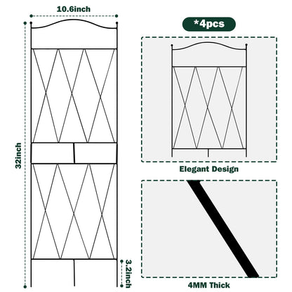 32 Inch Metal Plant Trellis for Climbing Plants, 4 Pack Garden Trellis, Decorative Support for Pothos, Monstera, Ivy, Flowers & Houseplants，Indoor & Outdoor