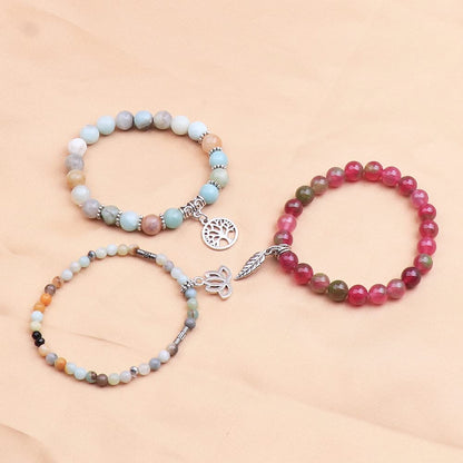 UEUC Tree of Life Yoga Healing Stone Bracelets, Multilayer Lotus Chakra Stone Reiki Bracelet Sets, Anxiety Crystal Natural Stone,for Women Stress Relief(#76)