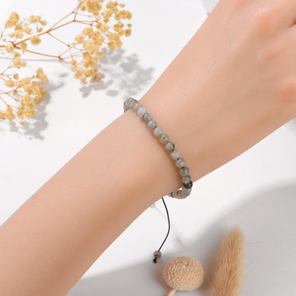 Pendlixy Adjustable 4mm Labradorite Natural Small Gemstone Beaded Bracelet Gravel Beads Crystal Healing Bracelet for Women Reiki Spiritual Jewelry Gifts