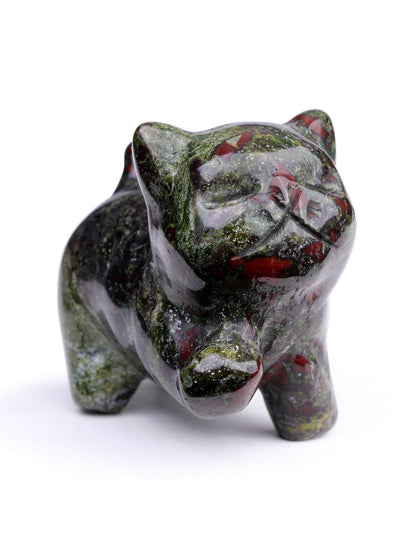 Top Plaza 1 PC Dragon Bloodstone Crystal Cute Cat Figurine Gifts Carved Healing Lucky Home Decor Natural Gemstone Cats Collectibles Pocket Sculpture for Cat Lovers
