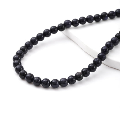 8mm 45pcs DIY Natural Blue Sandstone Stone Beads Round Healing Crystal Gemstone Loose Beads for Jewelry Making Handmade Bracelet Necklace