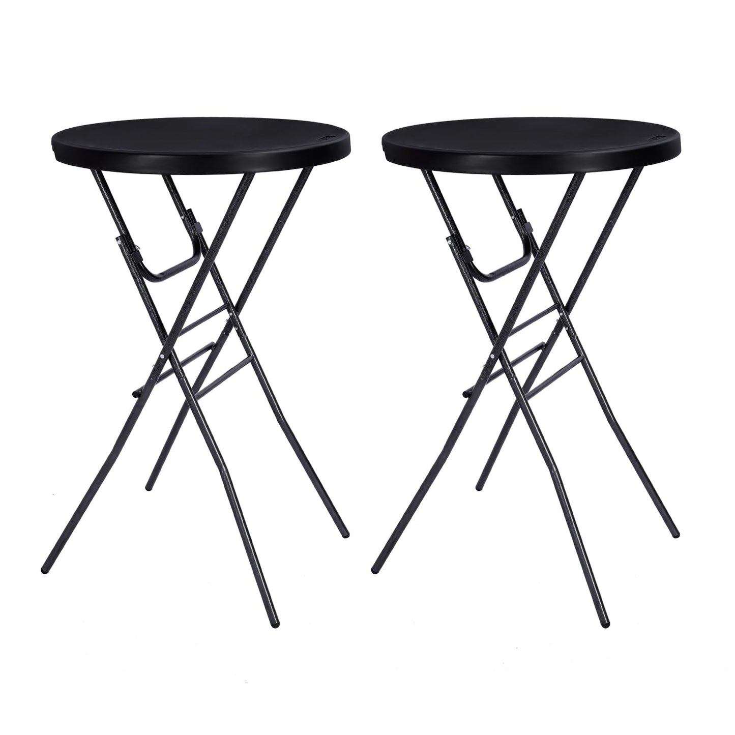 Byliable Cocktail Table 28in Folding Round High Top Indoor Outdoor with Removable Legs, Tall Bistro Foldable Bar Height Table for Parties, Patio, Backyard, Dining Room, Events, Black- 2PCS