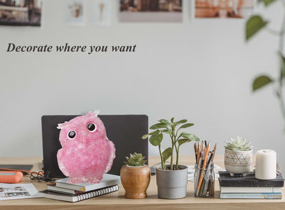LAIDANLA Rose Quartz 2.4" Owl Statue Natural Healing Crystal Cute Owl Animal Pink Figurine Pocket Sculpture Reiki Spiritual Energy Gemstone Home Office Room Desk Decor Gifts for Women Men