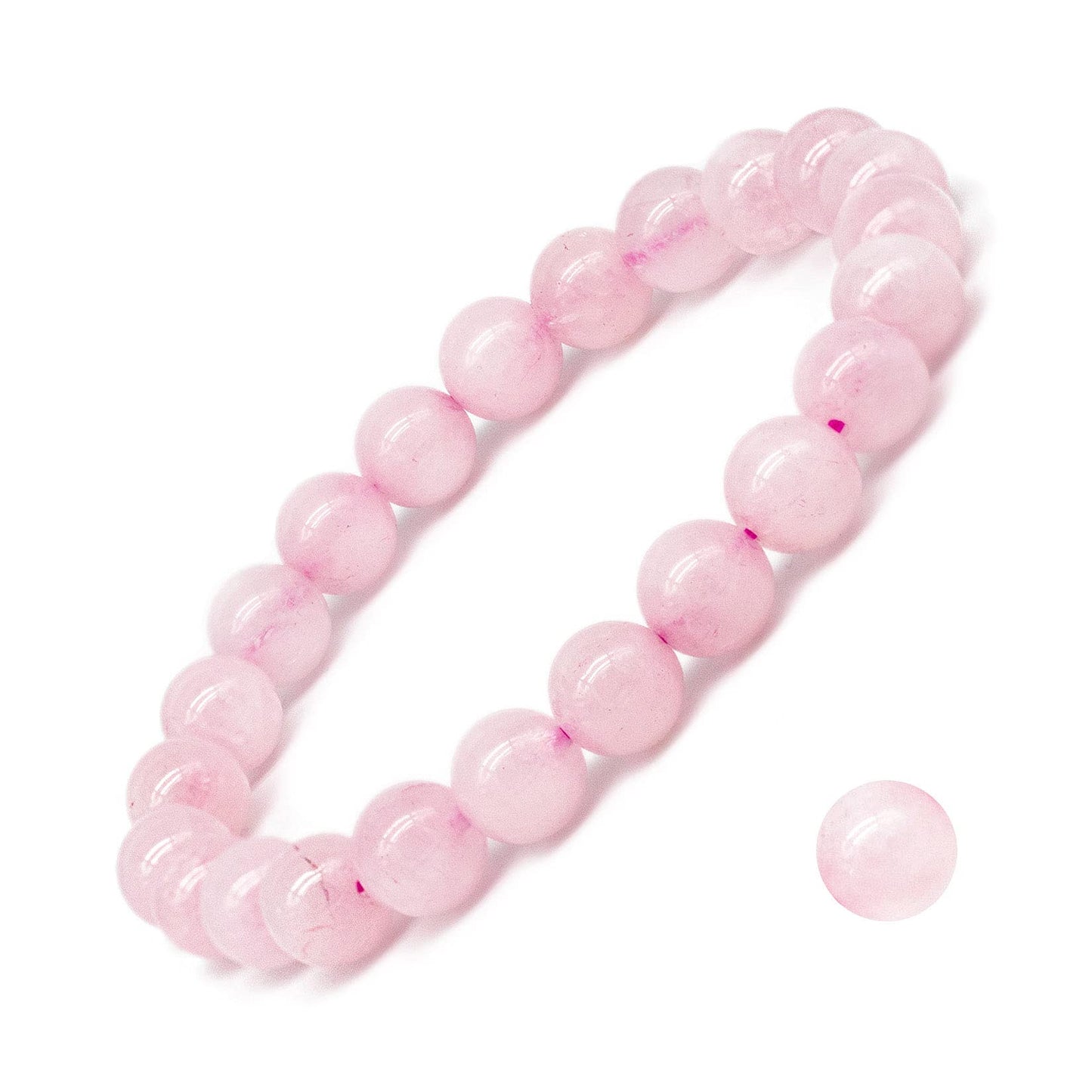 DAZCOLO 8mm Natural Gemstone Stretch Bracelet, Handmade Unisex Crystal Bracelets for Meditation, Yoga, Spiritual Healing & Positive Energy (Rose Quartz)