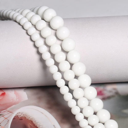 Yochus 45pcs White Tridacna Beads，8mm Healing Power Natural Stone Round Loose Beads for Jewelry Making Earring Necklace DIY Crafts