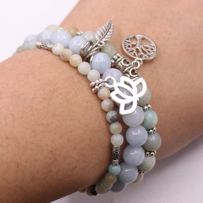 UEUC Tree of Life Yoga Healing Stone Bracelets,Multilayer Lotus Chakra Stone Reiki Bracelet Sets,Anxiety Crystal Natural Stone,for Women Stress Relief