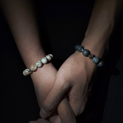 6mm White and Gold Turquoise Natural Stone Beads Round Loose Beads for Jewelry Making Yochus DIY Beads Bracelet Necklace