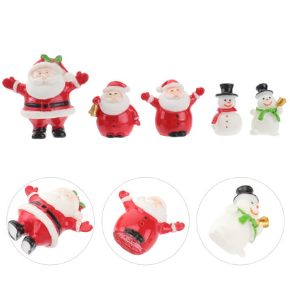 Happyyami 10 Pcs Santa Claus Resin Miniature Ornaments, Christmas Desktop Decorations for Home Office, for Holiday Decor and Children