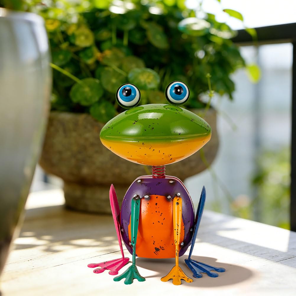 The Aura Collective Frog Garden Decor Metal Yard Art Rustproof Garden Statues Outdoor Figurines for Patio Porch Lawn Gardening Gifts