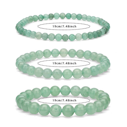 Risyfjew 4MM Handmade Green Aventurine Natural Gemstone Stretch Elastic Bracelet,PE Film Anti-oxidation Packaging Natural Stone Crystal Healing Power Energy Gifts for Adult