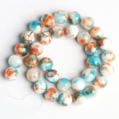 Yochus 60pcs 6mm Blue&Orange Persian Jade Energy Healing Round Bulk Gemstone Beads for Jewelry Making Bracelet Necklace Earring DIY