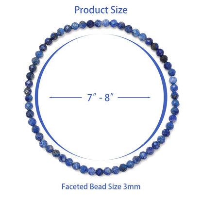 Bolinailo Healing Crystal Bracelet Lapis Lazuli Faceted Beaded Bracelets for Women Men 3mm Natural Stone Adjustable Handmade Stretch Bracelet Reiki Spiritual Jewelry Fashion Gifts