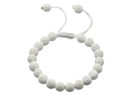 Amazing Gemstone White Lava Bracelet for Women Men's Gifts - Protection Healing Crystal Bracelet - 8mm Gemstone Beaded Adjustable Bracelet