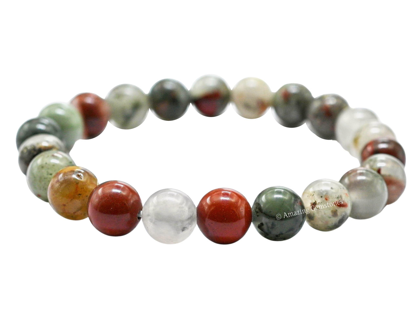 Amazing Gemstone Crystal Bracelet for Women Men's Gifts - Protection Healing Crystal Bracelet - 8mm Gemstone Beaded Stretchable Bracelet Pulseras Para Hombres Mujer Stocking Stuffers Mothers Day Gift (African Bloodstone)