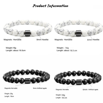 Liiusgelad Mens Beaded Bracelets 4-Pack, 8mm & 6mm Black and White Stone Bracelet Set, Hematite Obsidian Tiger Eye Crystal Mala Bead Bracelet for Men, Pulseras para Hombres, Mens Jewelry Accessories