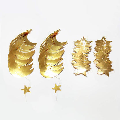 Decor365 Gold Moon Star Garland Ramadan Decorations Twinkle Little Star Two the Moon Birthday Party Decoration Whimsical Decor Starry New Year Eve Banner Hanging Stars Baby Shower EID Muburak Decor