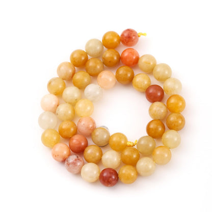 8mm 45pcs DIY Natural Yellow Aventurine Stone Beads Round Healing Crystal Gemstone Loose Beads for Jewelry Making Handmade Bracelet Necklace