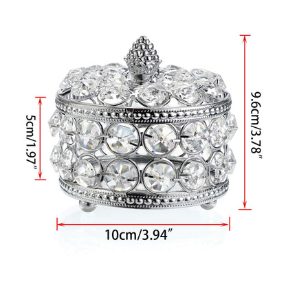 Hipiwe Crystal Mirrored Jewelry Box Jewelry Trinket Organizer Box Home Decor Ring Earrings Necklace Storage Holder Keepsake Box