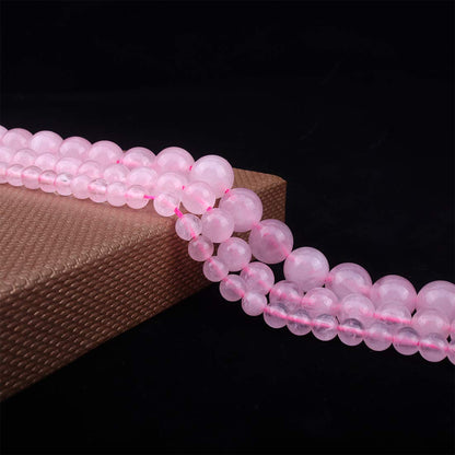 ICAI Beads 10mm Natural Rose Quartz Gemstone Round Loose Beads for Jewelry Making (36-34pcs)