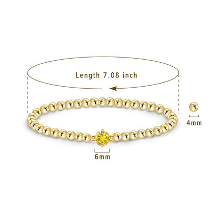 Free bird Gold Bracelets for Women 14k Gold Plated November Birthstone Beaded Bracelet Cute Stretch Bracelet for Gift