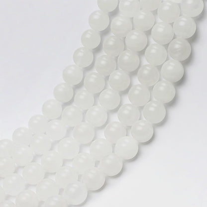 MJDCB Beads for Energy Bracelets Yoga Bracelet DIY Bracelet Natural Stone Beads White Jade 38 Pieces, 10mm
