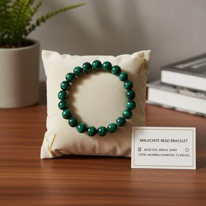 The Vida Handmade AAA+ Quality Crystal Stretch Elastic Bracelet - Nature Gemstone - Jewelry Gift - Holiday Gift - For Women & Men (Malachite)