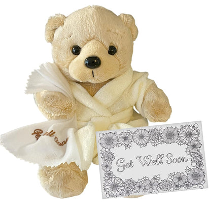 Ganz Get Well Soon Teddy Bear | Feel Better Gifts for Women, Men, Kids, Boys & Girls | Plush Bear for Recovery, Hospital Stay, Surgery Get Well Gift | Cream Robe