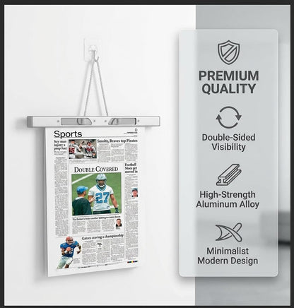 lcocove Aluminum Alloy Newspapers Holders for Office，Home,Newspaper Rack Can Hold 30 pages,Newspaper Hanger Holding Files on the Wall to Save the Space