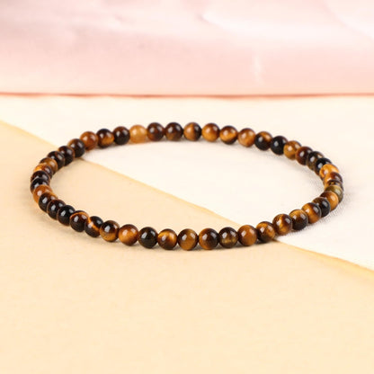 LPBeads Handmade Natural Gemstone Stretch Elastic 4mm Yellow Tiger's Eye Bracelet Healing Crystal Round Stone Beads Jewelry Gifts for Women Men