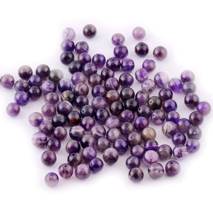 Natural Stone Beads 100pcs 8mm Amethyst Round Genuine Real Stone Beading Loose Gemstone Hole Size 1mm DIY Charm Smooth Beads for Bracelet Necklace Earrings Jewelry Making (Amethyst)