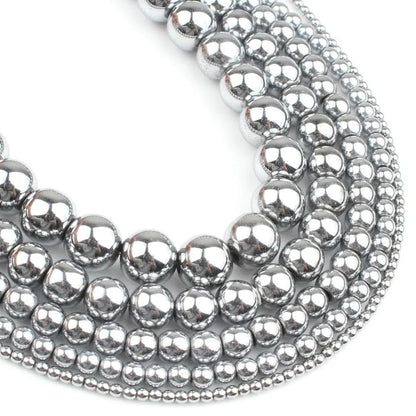 Zenkeeper 108Pcs Silver Hematite Spacer Loose Beads Bulk with Holes Handcrafted for DIY Bracelets Jewelry Making Crafts Supplies