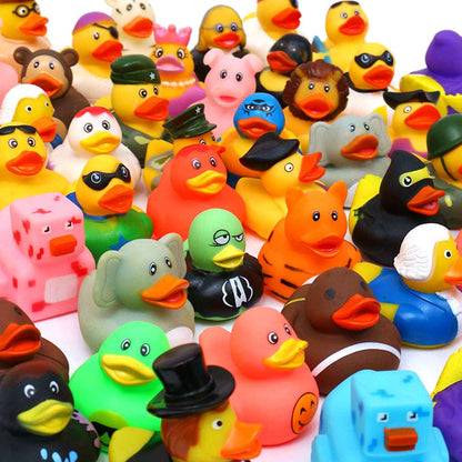WQTHE 60 Pack Rubber Duck for Jeeps Ducking - 2.3 Inch Bulk Floater Duck for Kids - Baby Bath Toy Assortment - Party Favors, Birthdays, Bath Time, and More (50 Varieties)