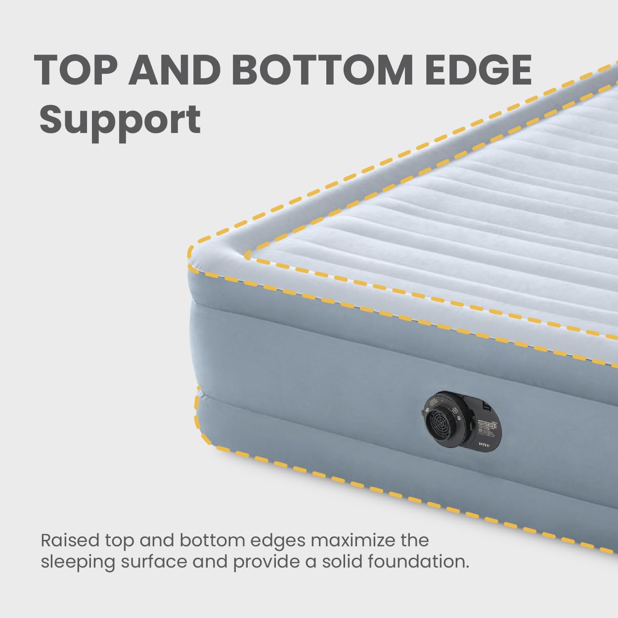 Intex 64449ED Dura-Beam Deluxe Plush Air Mattress with Headboard: Fiber-Tech - Queen Size - Built-in Electric Pump - 18in Bed Height - 600lb Weight Capacity
