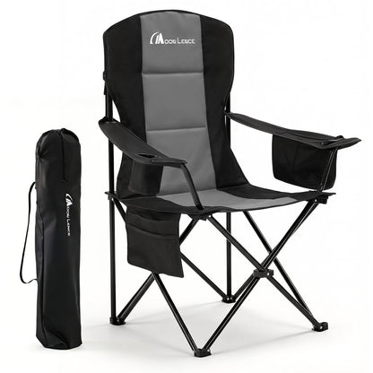 MOON LENCE Heavy Duty Camping Chair, 450LBS Capacity Folding Chair with Cup Holder & Cooler Bag, Portable Outdoor Chair for Camping, Backyard, RV and Beach, 1 Pack