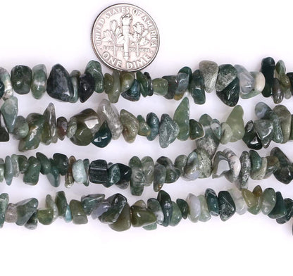 HAAMIIQII 5-8mm Natural Moss Agate Chips Beads Irregular Chip Stones Loose Gemstone Beads Energy Healing Beads for Jewelry Making Strand 30 Inch