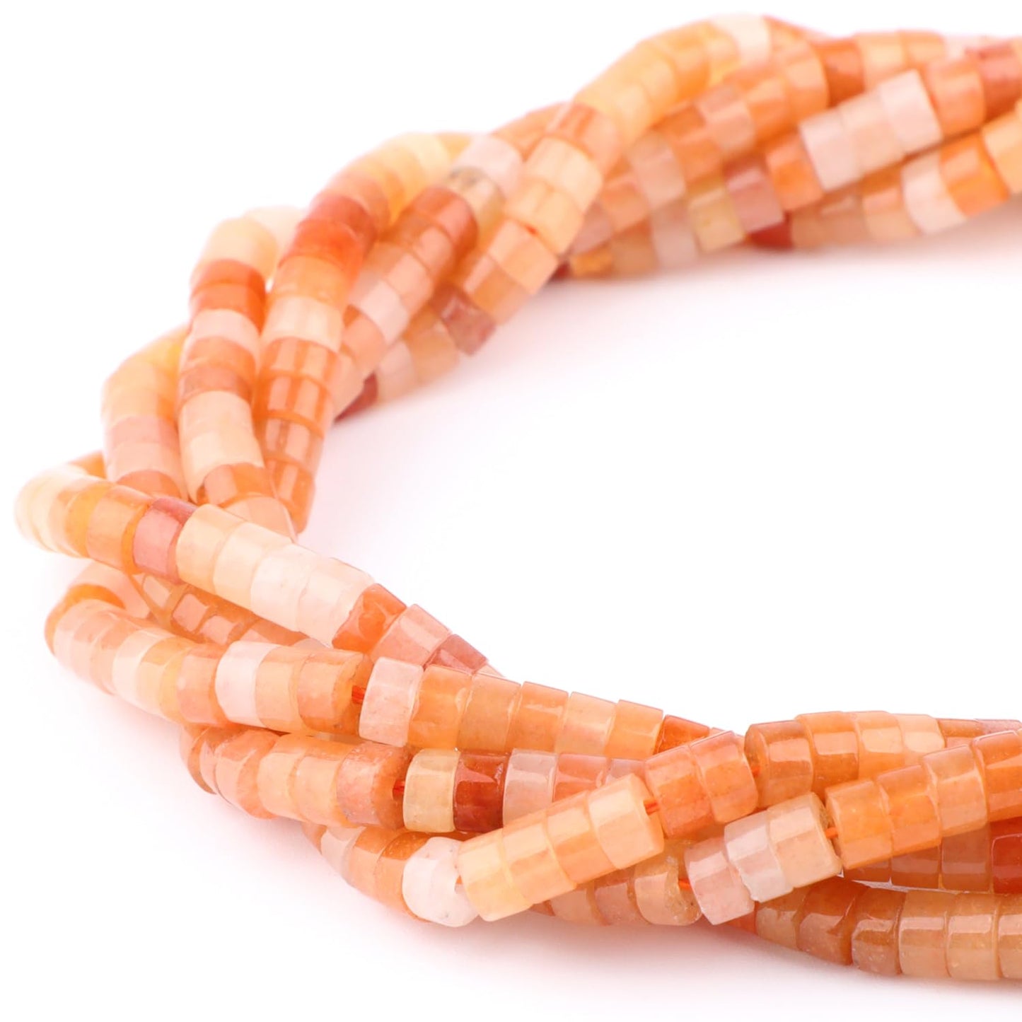 Natural Orange Aventurine Heishi Spacer Beads Loose Semi Precious Flat Round Gemstone Disc Shape Stone for Beading Jewelry Making 4x2mm 15.5"