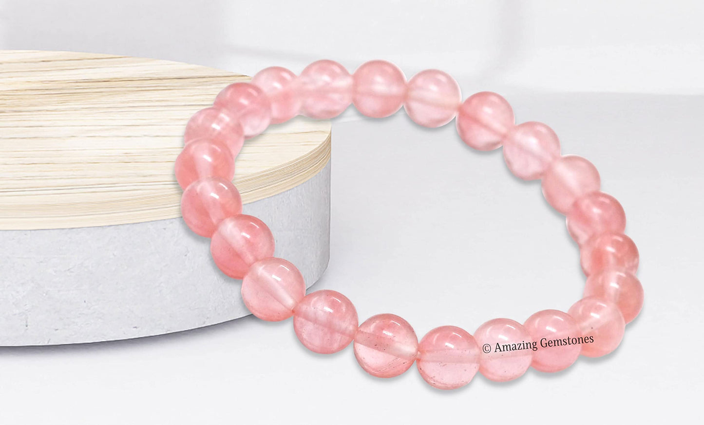 Amazing Gemstone Crystal Bracelet for Women Men's Gifts - Protection Healing Crystal Bracelet - 8mm Gemstone Beaded Stretchable Bracelet Pulseras Para Hombres Mujer Stocking Stuffers Mothers Day Gift (Cherry Quartz)