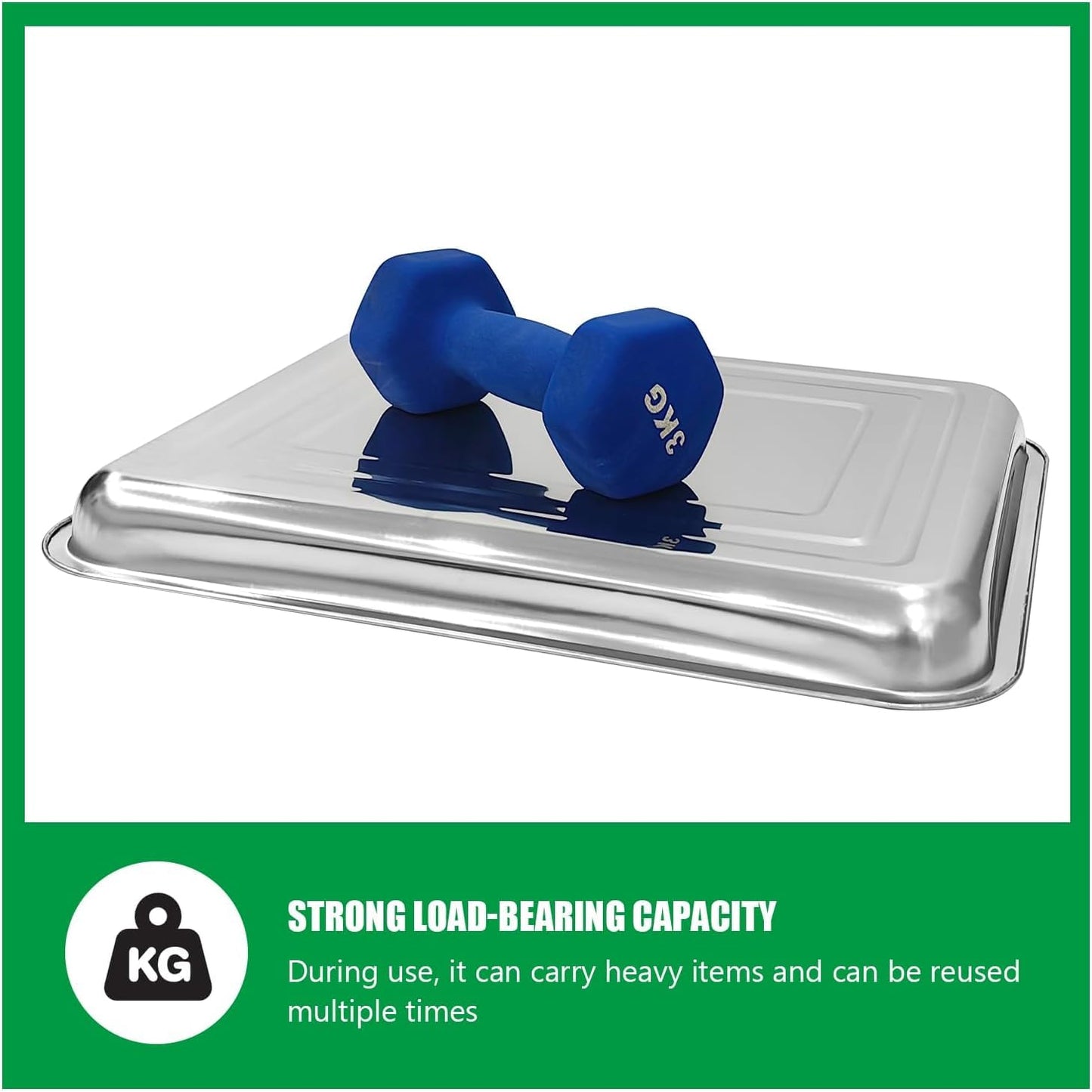 RooTrimmer 10 Pack Large Stainless Steel Seedling Trays, Heavy Duty Metal Water Catch Trays for Nursery Pots Transplant, Seed Germination & Propagation Flats (17.5 inch×13.56 inch, 1.18" Height)