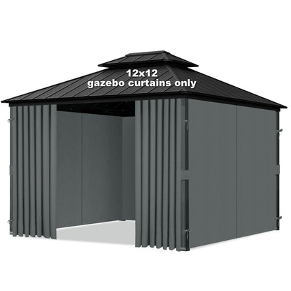Bstge 12'x12' Gazebo Curtains Outdoor Waterproof, 4-Panels Sidewalls with Zipper, Universal Replacement for Patio Privacy Screen(Only Curtains)