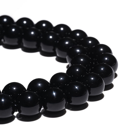 8mm Natural Black Onyx Agate Gemstone Beads Polished Round Smooth Stone Beads for Bracelets Jewelry Making 15inch Loose Beads